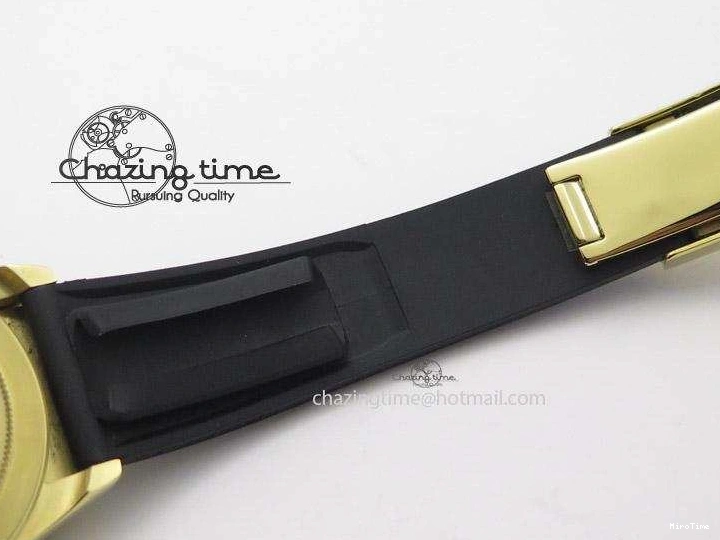 MiroTime 0403 Stylish Daytona YG BP Maker Gold Dial Sticks Markers On Rubber Strap A7750@ 4012